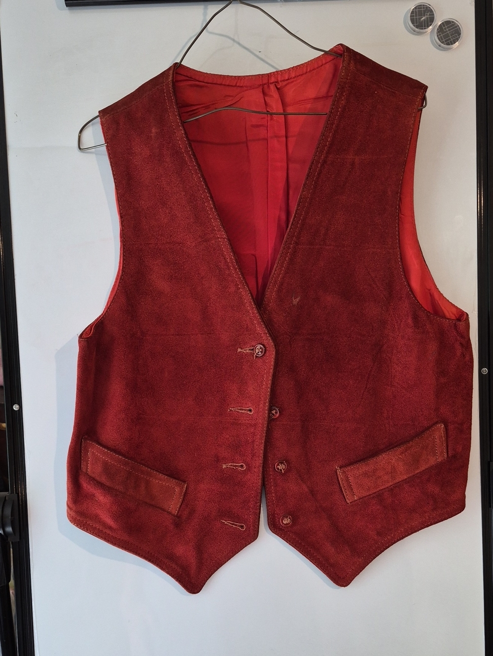 Men's Orange Suede Vest - Classic Tailored Waistcoat